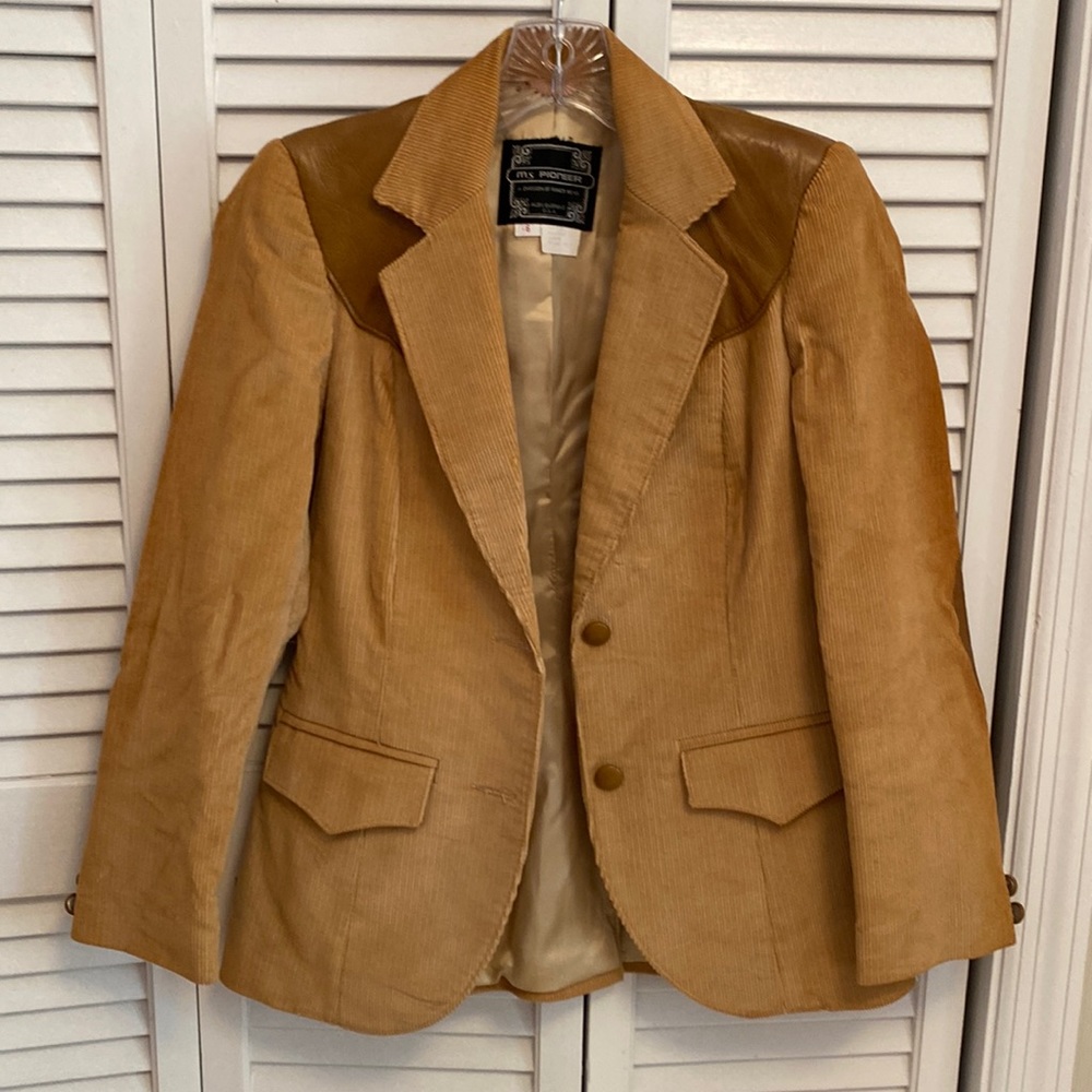 Vintage Ms. Pioneer Corduroy and Leather Jacket.